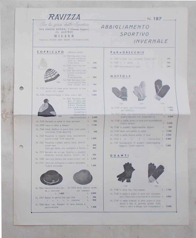 Ravizza. Per la gioia dello sportivo. N. 187. Abbigliamento sportivo …