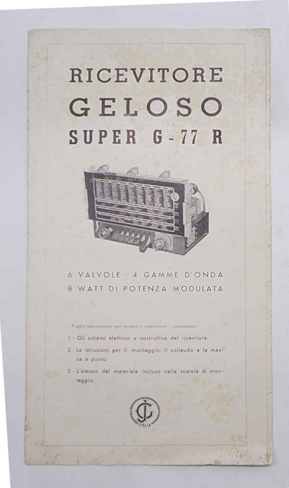 Ricevitore Geloso Super G-77 R. 6 valvole - 4 gamme …