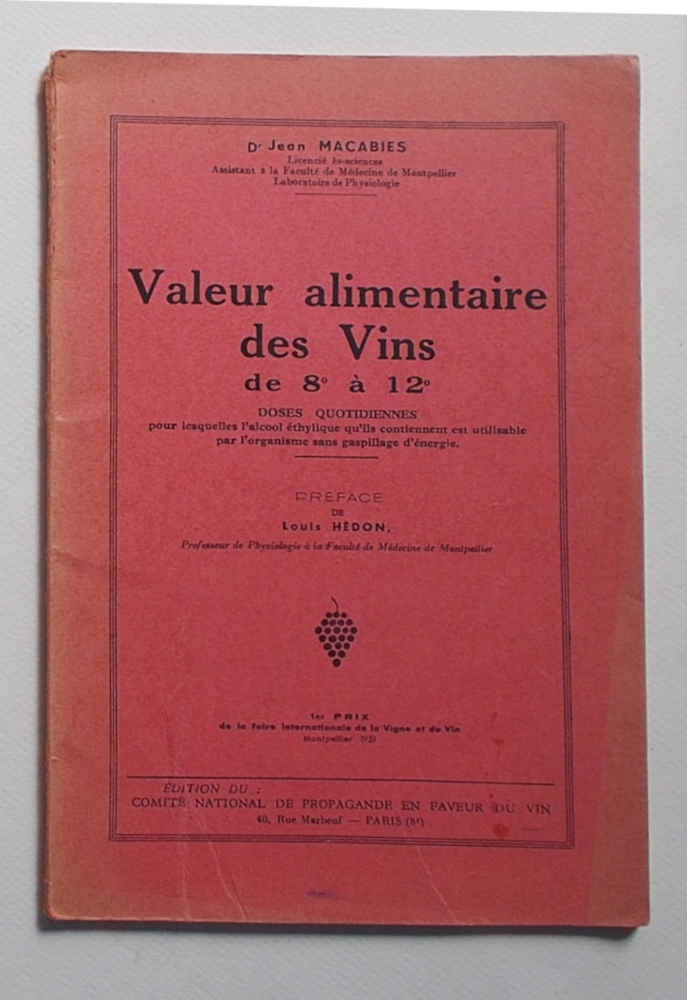 Valeur alimentaire des vins de 8° à 12°.