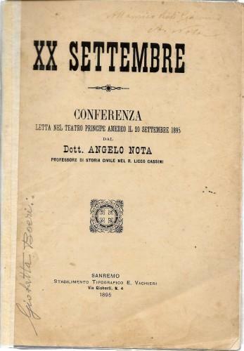 XX Settembre. Conferenza letta nel Teatro Principe Amedeo il 20 …