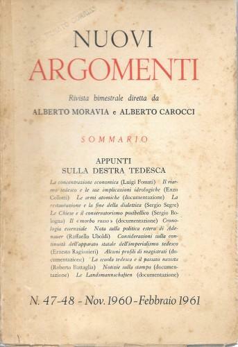 Nuovi Argomenti. Rivista bimestrale n° 47-48 Nov. 1960 - Feb. …