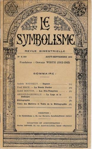 Le symbolisme. Aout-Septembre 1953