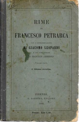 Rime di Francesco Petrarca con l'interpretazione di Giacomo Leopardi e …