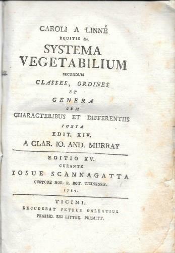 Systema vegetabilium secundum classes, ordines, et genera cum characteribus et …