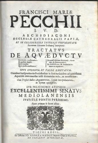 TRACTATUS DE ACQUAEDUCTU, in 4 voll.