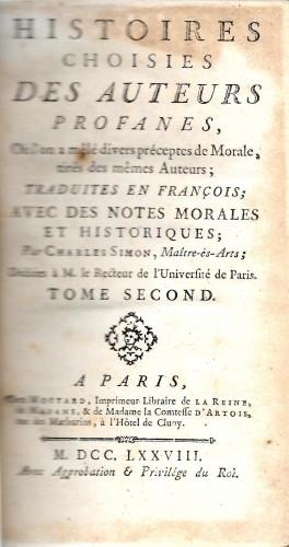 Histoires choisies des Auteurs Profanes, ou l'on a melé divers …