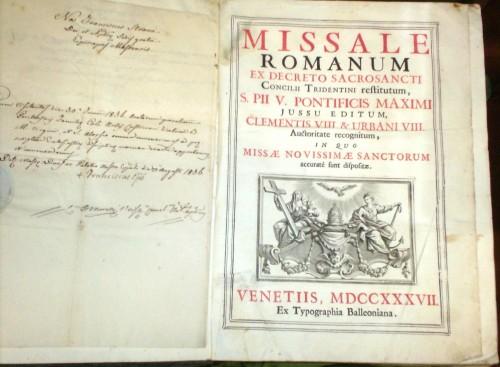 Missale romanum ex decreto sacrosancti Concilii Tridentini restitutum, S.Pii V.Pontificis …