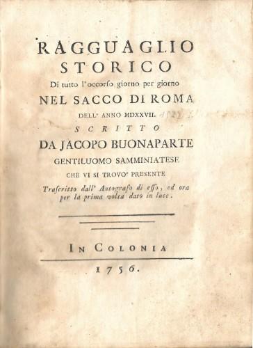 Ragguaglio storico di tutto l'occorso, giorno per giorno, nel sacco …
