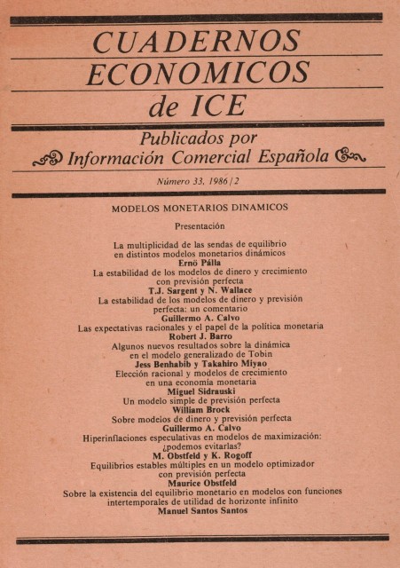 Cuadernos económicos de ICE nº 33 . MODELOS ECONÓMICOS DINÁMICOS …