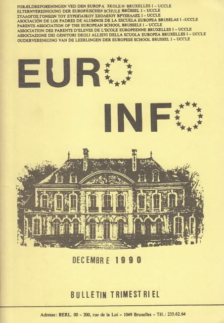 EURO INFO DECEMBRE 1990. ASOCIACIÓN DE PADRE ESCUELA EUROPEA BRUSELAS …