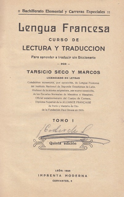 Lengua francesa. Curso de lectura y traducción (Tomo I)