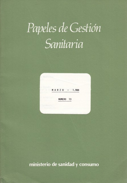PAPELES DE GESTIÓN SANITARIA. MARZO 1988. Nº13
