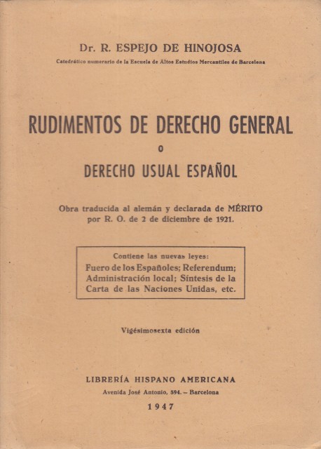 RUDIMENTOS DE DERECHO O DERECHO USUAL ESPAÑOL