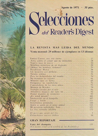 SELECCIONES DEL READER'S DIGEST. AGOSTO 1971