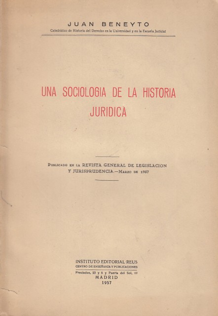 UNA SOCIOLOGIA DE LA HISTORIA JURIDICA
