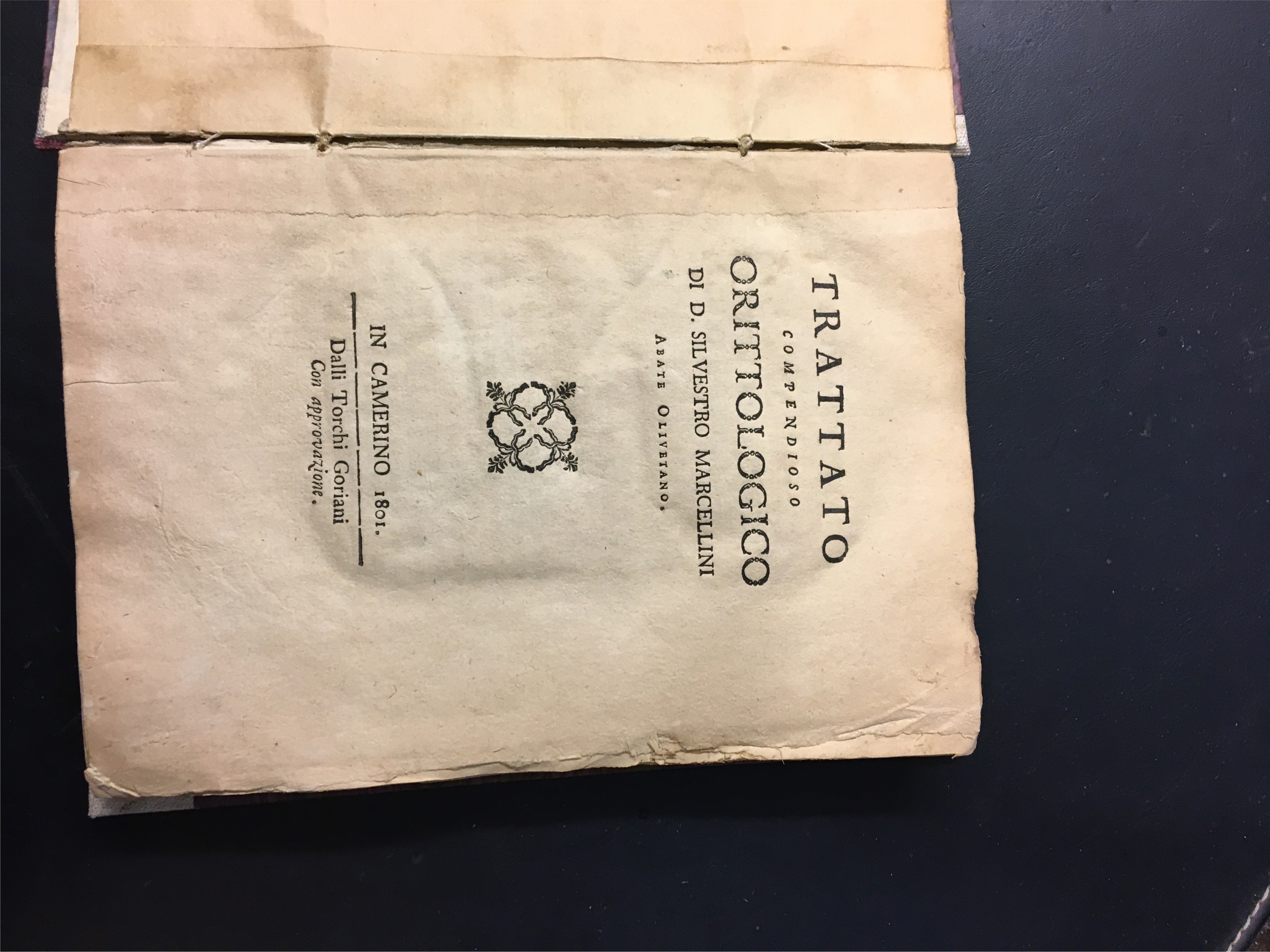 Trattato compendioso orittologico di D. Silvestro Marcellini. In Camerino, dalli …