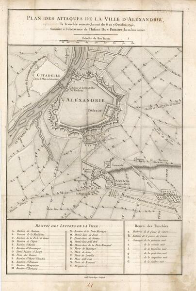 Plan des attaques de la Ville d'Alexandrie la Tranchée ouverte …