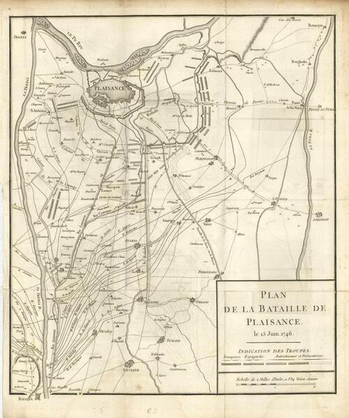 Plan de la Bataille de Plaisance le 15 Juin 1746