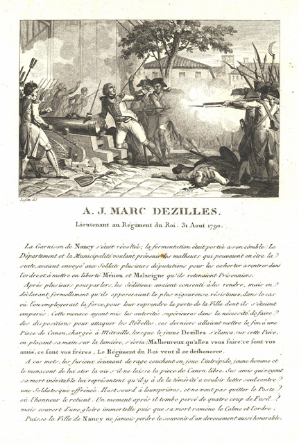 A.J. Marc Dezilles Lieutenant au Règiment du Roi. 31 Aout …