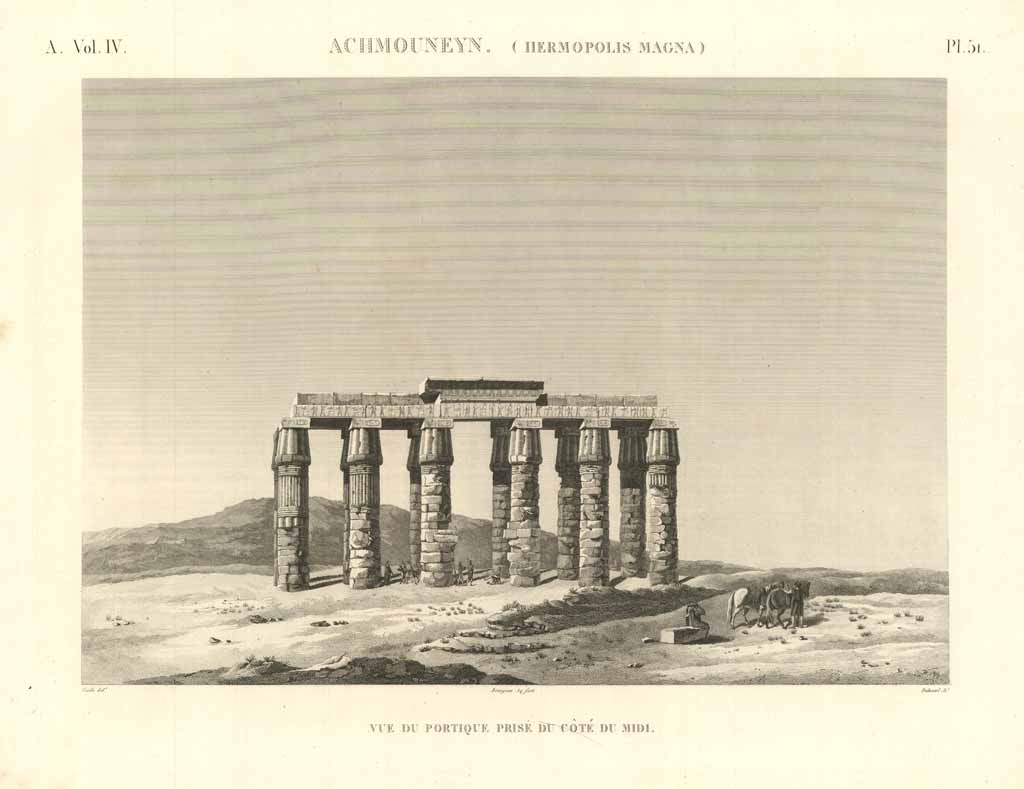 Achmouneyn, (Hermopolis Magna) - Vue du portique prise du cote …