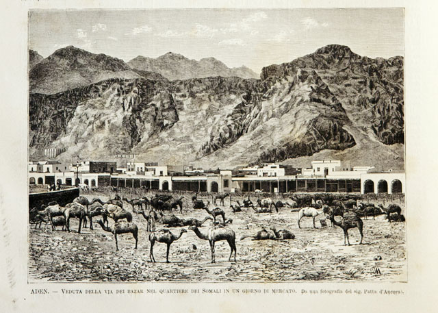 Aden.- Veduta della via dei bazar nel quartiere dei Somali …