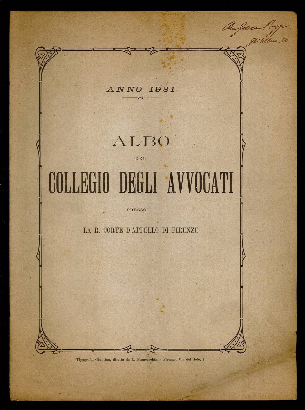 Albo degli avvocati presso la Corte di Appello di Firenze …