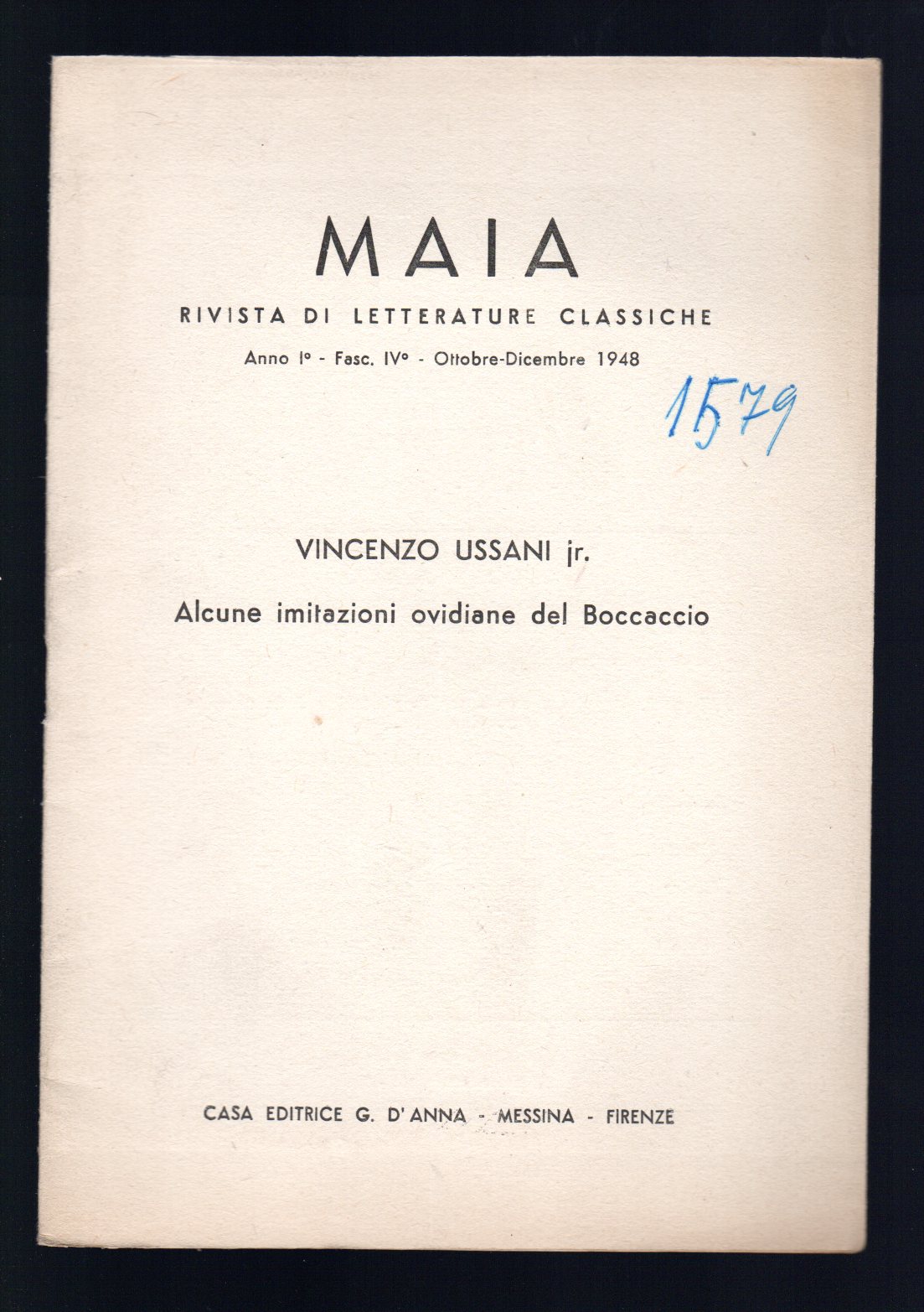 Alcune imitazioni ovidiane del Boccaccio