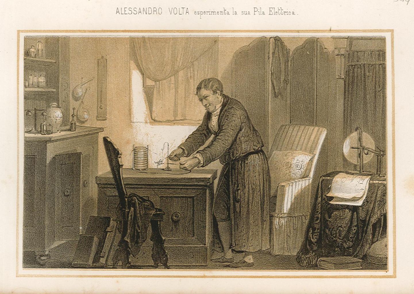 Alessandro Volta sperimenta la sua Pila Elettrica