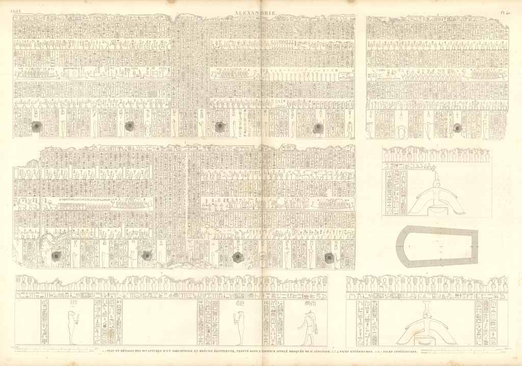 Alexandrie - Plan et détails des sculptures d'un sarcophage en …