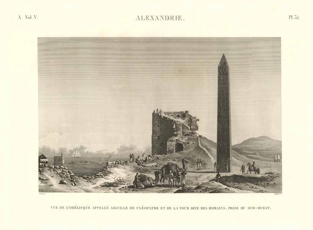 Alexandrie - Vue de l'obélisque appellé Aiguille de Cléopatre et …