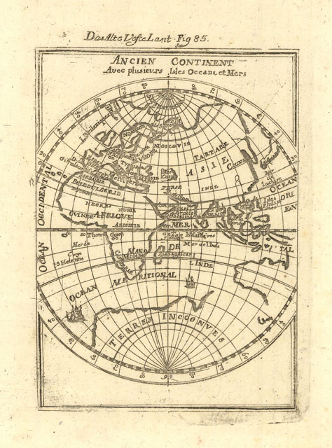 Ancien continent, avec plusieurs isles Oceans et Mers