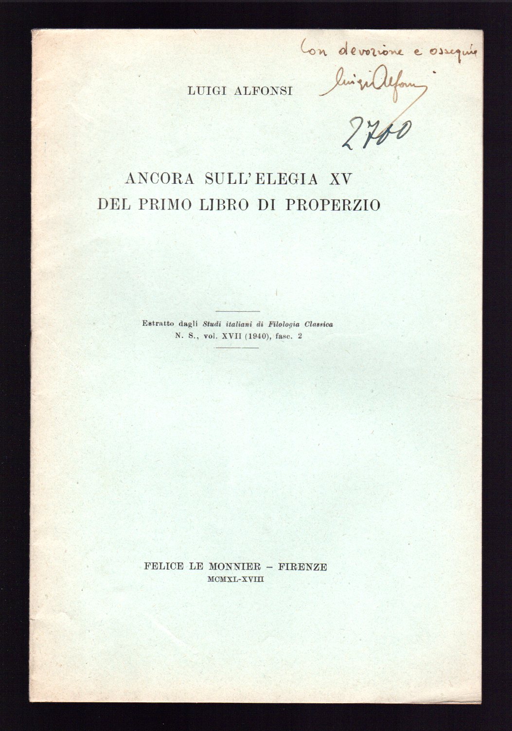 Ancora sull'elegia XV del primo libro di Properzio
