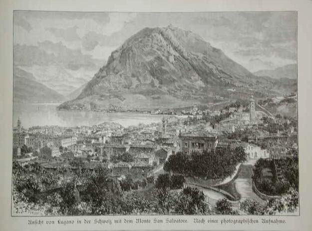 Ansicht von Lugano in der Schweiz mit dem Monte San …