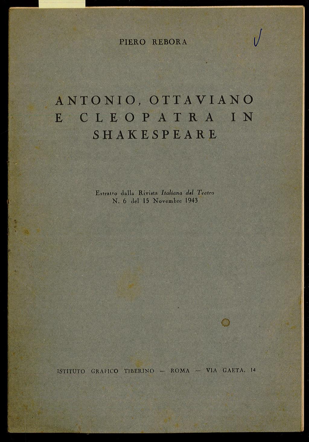 Antonio, Ottaviano e Cleopatra in Shakespeare