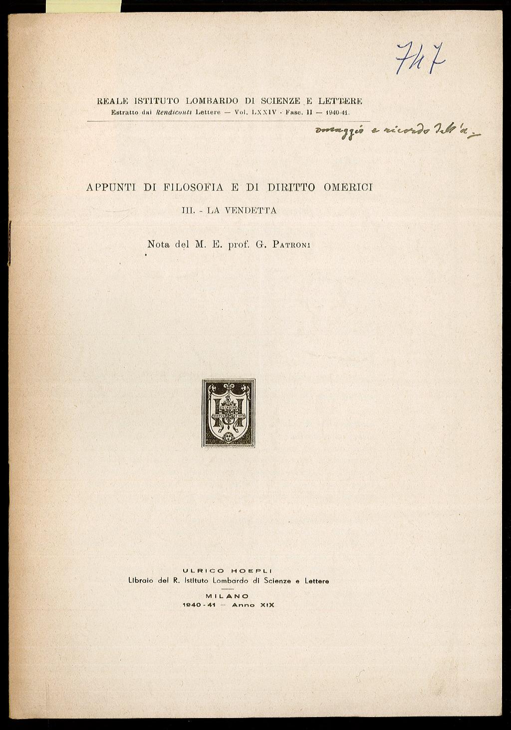 Appunti di Filosofia e di diritto Omerici III - La …