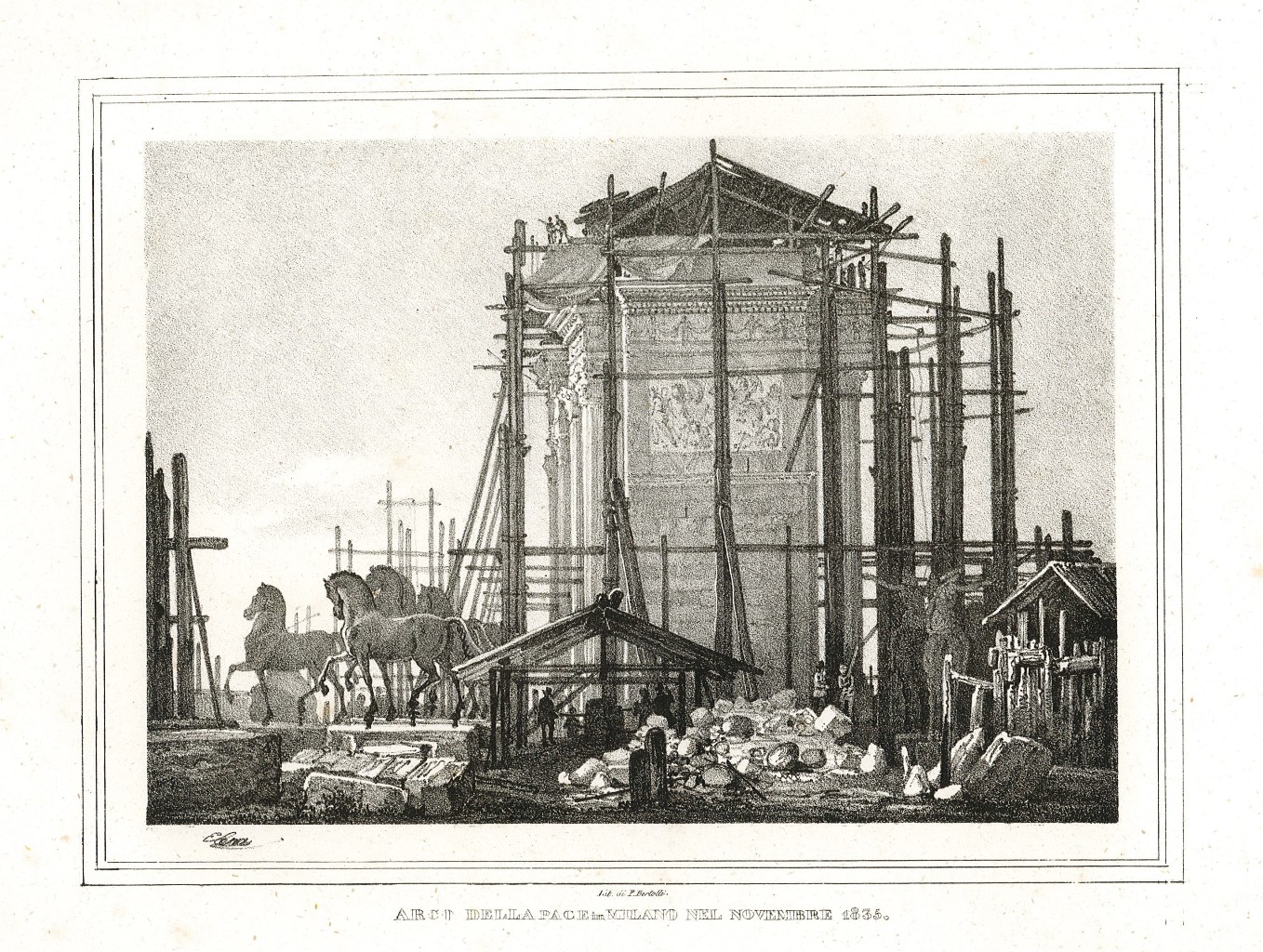 Arco della Pace in Milano nel Novembre 1835