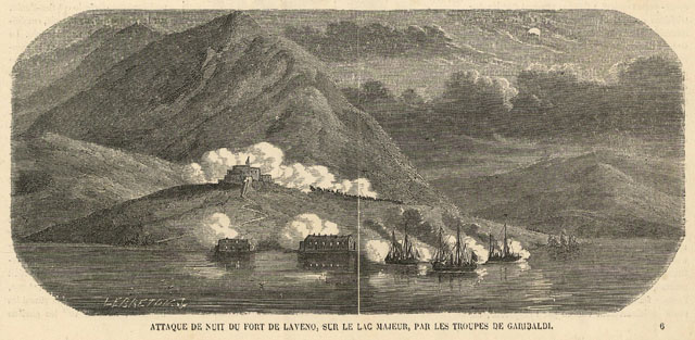Attaque de nuit du fort de Laveno, sur le Lac …
