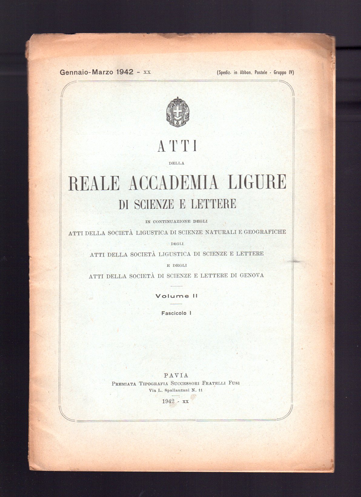 Atti della R. Accademia ligure di Scienze e Lettere
