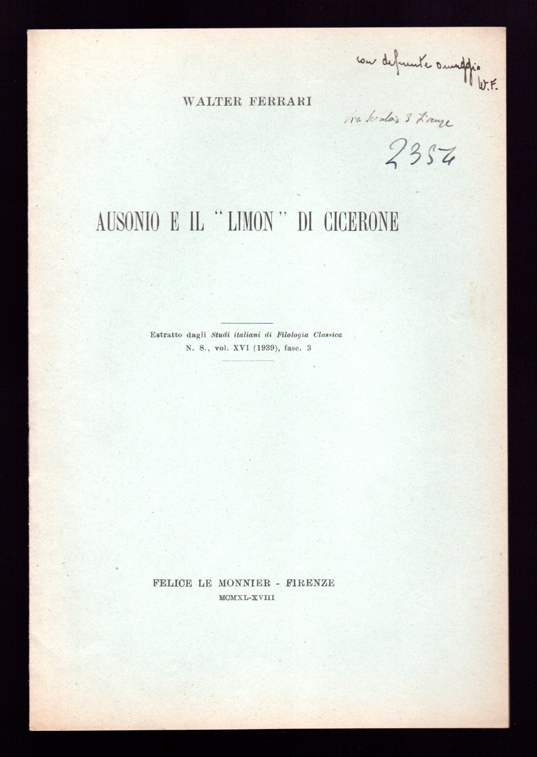 Ausonio e il "Limon" di Cicerone