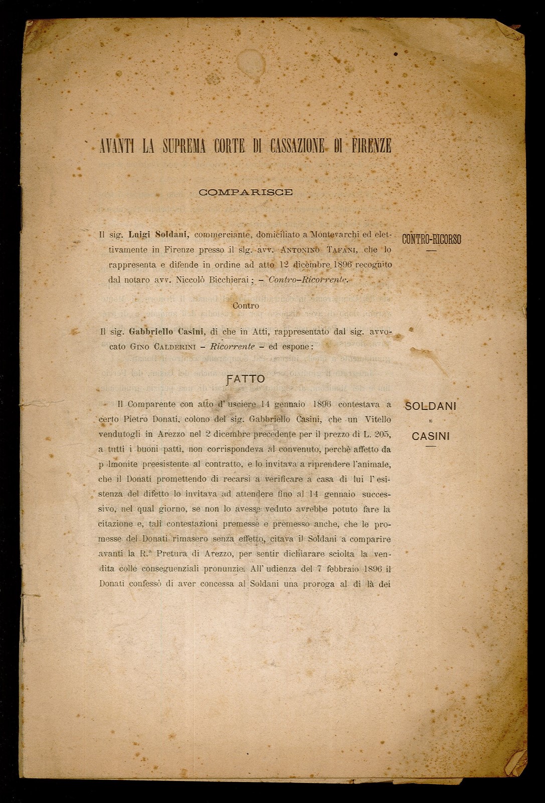 Avanti la Suprema Corte di Cassazione di Firenze comparisce il …