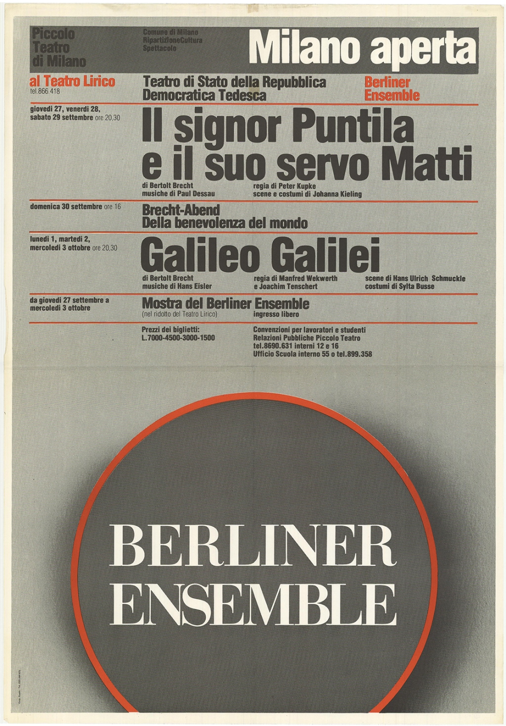 Berliner Ensemble Piccolo - Teatro di Milano - Milano aperta