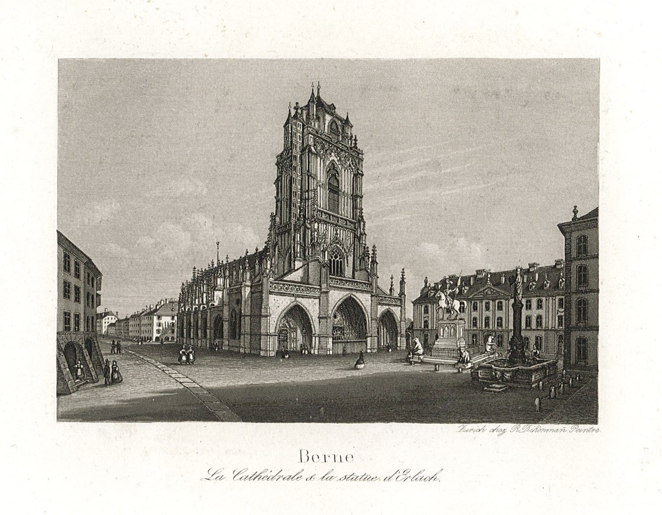 Berne. La cathedrale & la statue d'Erlach
