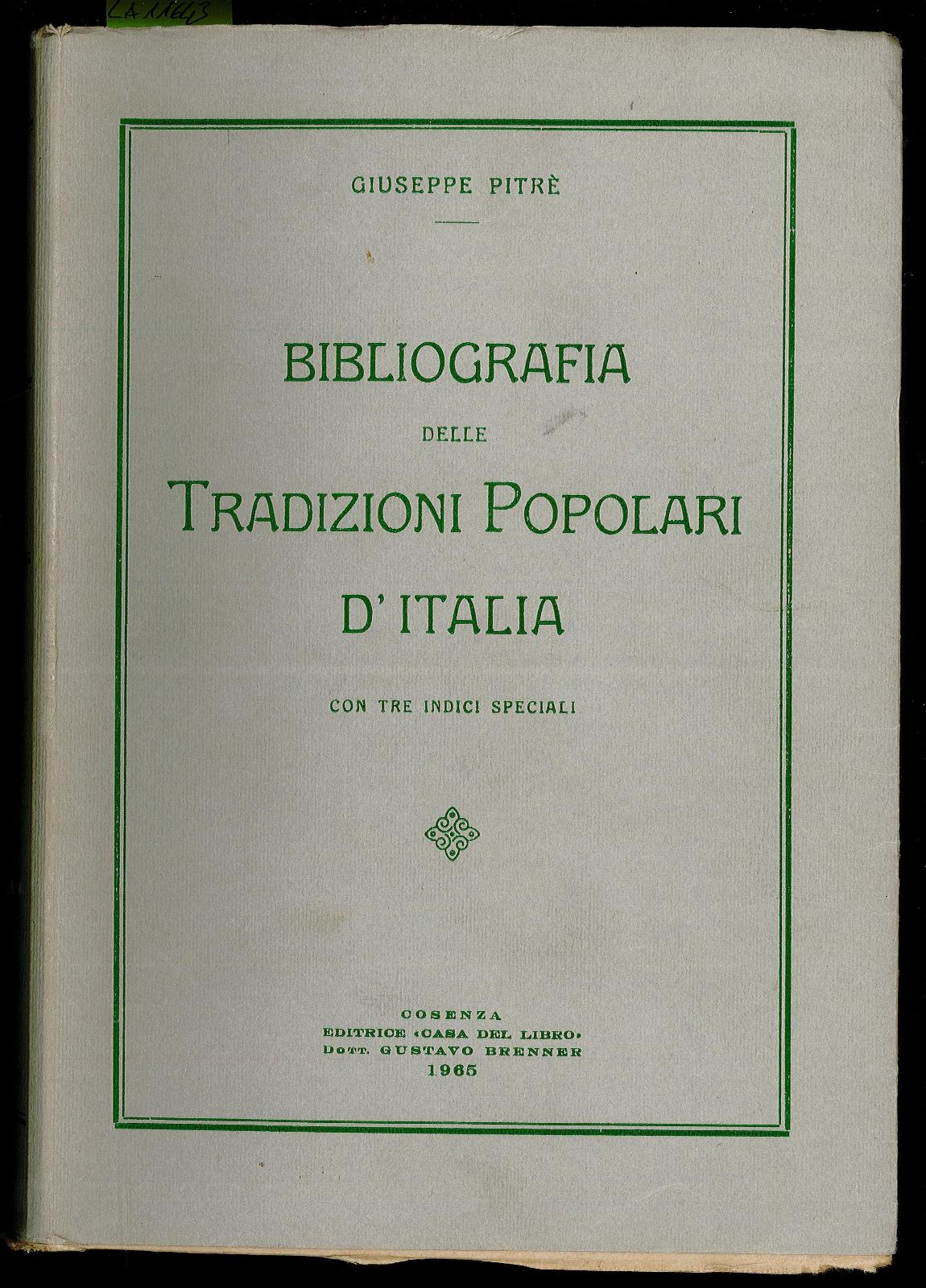 Bibliografia delle tradizioni popolari d'Italia