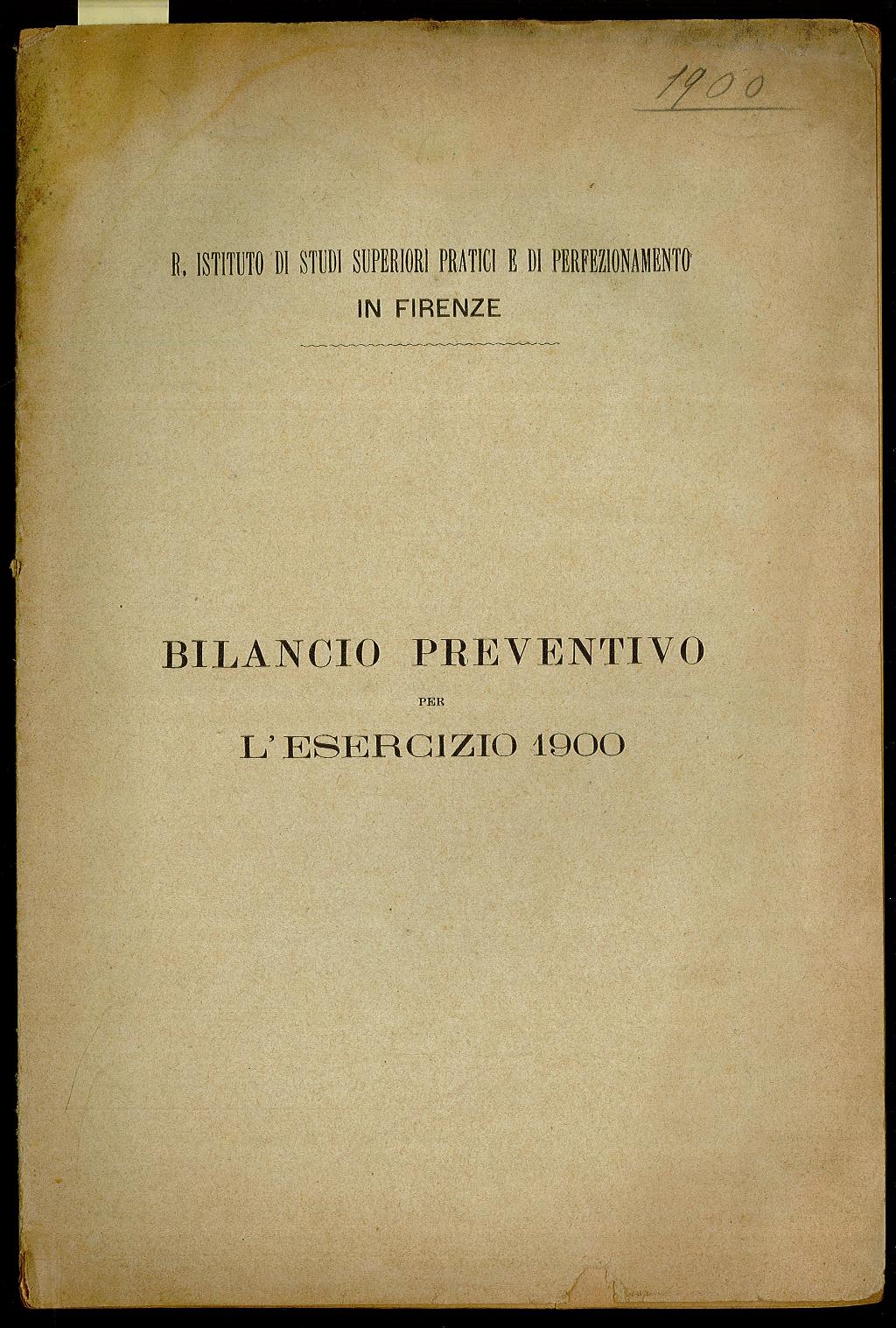 Bilancio preventivo per l’esercizio 1900