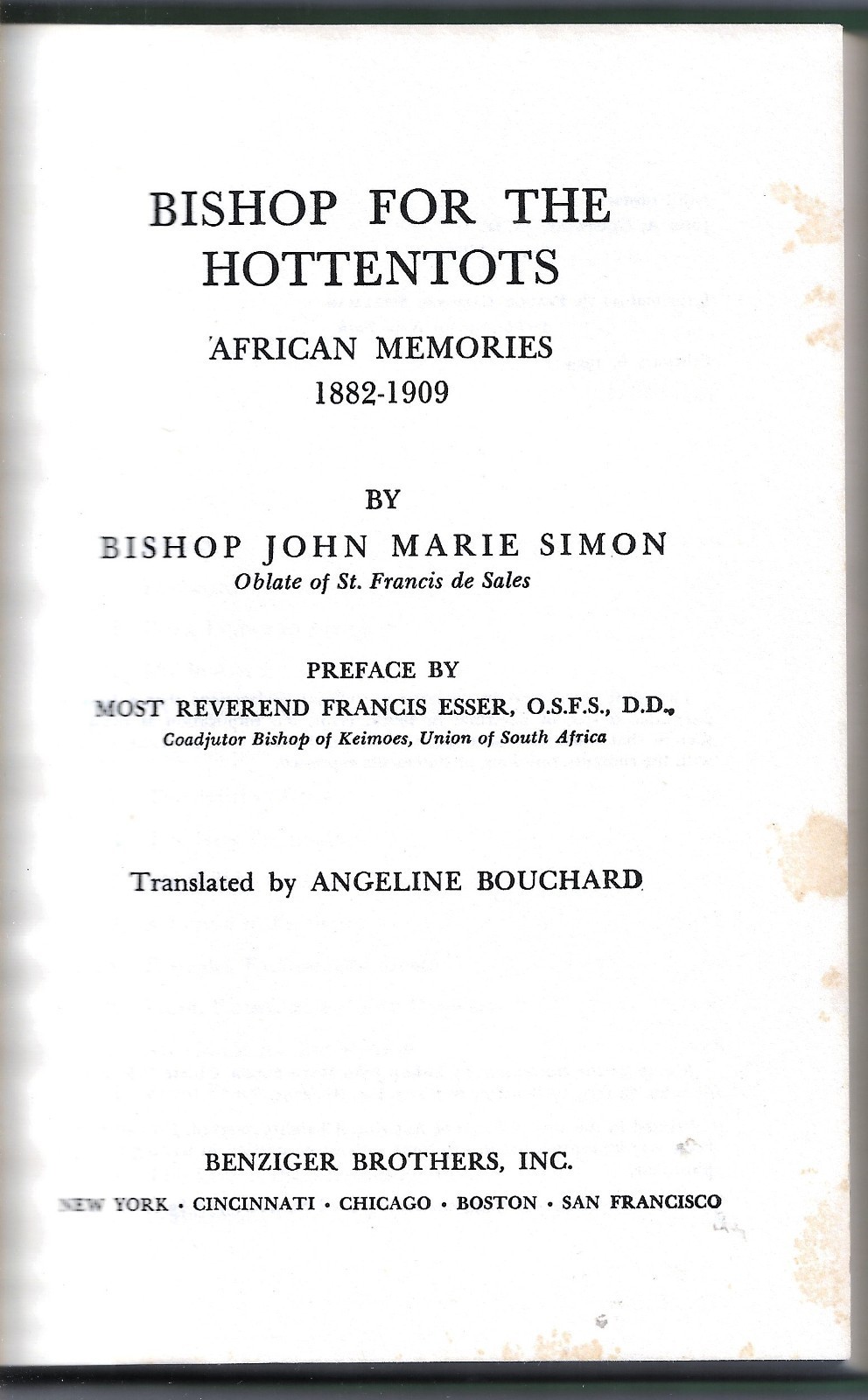 Bishop for the hottentots – African Memories 1882 – 1909