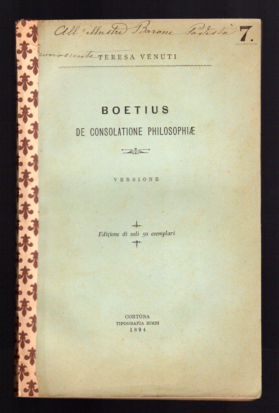 Boetius. De consolatione Philosophiae