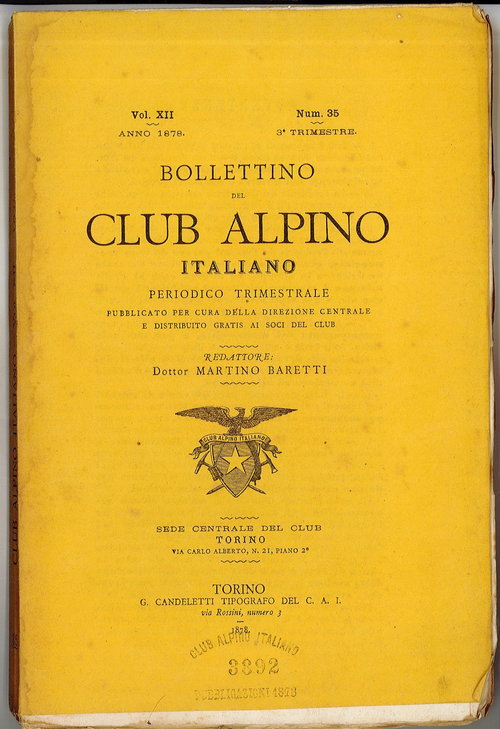 Bollettino del Club Alpino Italiano - Periodico Trimestrale, n° 35