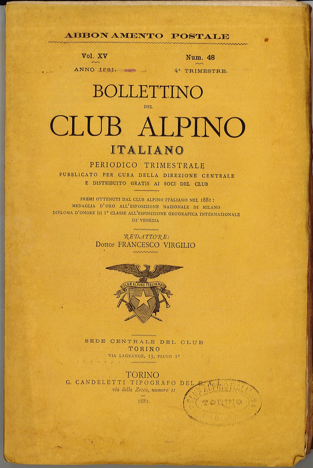 Bollettino del Club Alpino Italiano - Periodico Trimestrale, n° 48