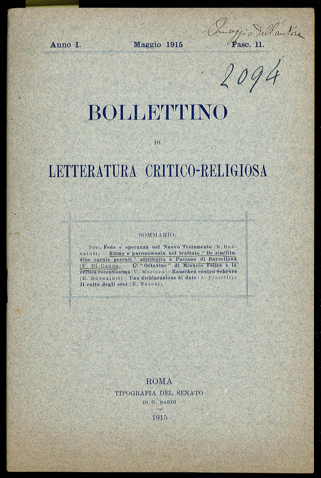Bollettino di Letteratura critico-religiosa