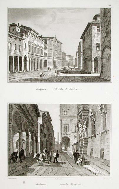 Bologna. Strada di Gallerie - Strada Maggiore